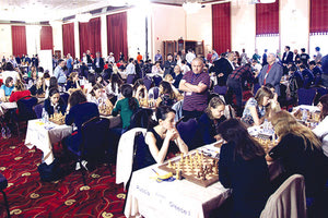 Στιγμιότυπο από την αίθουσα που διεξάγεται το Πανευρωπαϊκό πρωτάθλημα Σκακιού