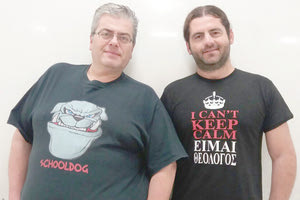 Ο φυσικός κ. Αστρινός Τσουτσουδάκης και ο θεολόγος κ. Παναγιώτης Ασημακόπουλος