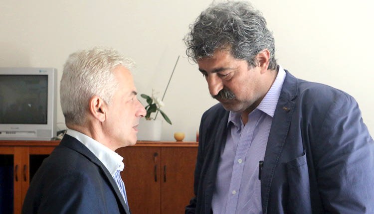 Ο υφυπουργος Υγείας κ. Π. Πολάκης με τον διοικητή ΠΑΓΝΗ Βενιζελείου Γιάννη Τασσόπουλο 