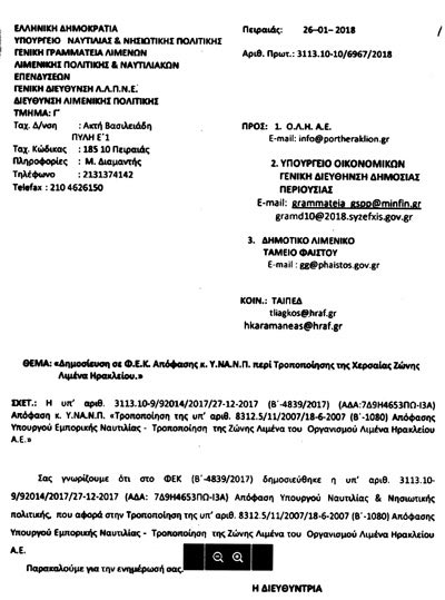 Ο κύβος ερρίφθη για το αλιευτικό καταφύγιο του Κόκκινου Πύργου, το οποίο περνά στα χέρια του Δημοτικού Λιμενικού Ταμείου Φαιστού.