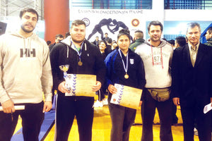 ΠΑΝΕΛΛΗΝΙΟ ΠΡΩΤΑΘΛΗΜΑ ΠΑΛΗΣ : Aπό αριστερά Δραμιτινός Γιώργος, Καργιωτάκης Γιάννης, Αλεξάκη Αγγελική, Δεσκουλίδης Παράσχος και Δεσκουλίδης Ηρακλής