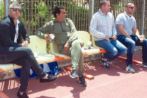 Ο Παπαβασιλείου μαζί με Λαμπράκη, Τουντζάρη και Σεβαστάκη χθες στο Παγκρήτιο