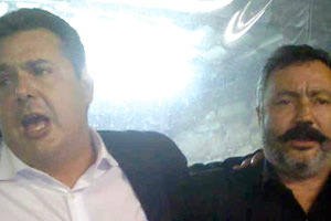 ο υπουργός Εθνικής Άμυνας Πάνος Καμμένος με τον υποψήφιό του στα Χανιά Παντελή Καπαρουδάκη