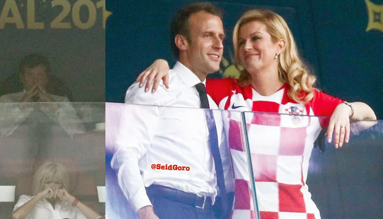 Εμανουέλ Μακρόν και η πρόεδρος της Κροατικής Δημοκρατίας, η Κολίντα Γκραμπάρ-Κιτάροβιτ