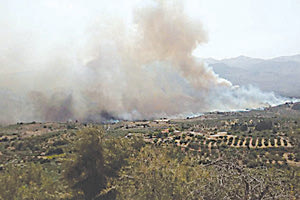 η φωτιά που ξέσπασε στην περιοχή του Αγίου Φανουρίου στα Χανιά