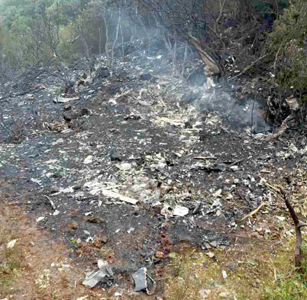 Το σημείο όπου συνετρίβη το αεροσκάφος   T-2 Buckeye της Πολεμικής Αεροπορίας