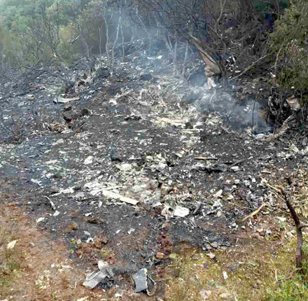 Το σημείο όπου συνετρίβη το αεροσκάφος T-2 Buckeye της Πολεμικής Αεροπορίας