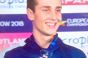 Γκολομέεφ στο Ευρωπαϊκό Πρωτάθλημα της Γλασκώβης, με το πρώτο του μετάλλιο