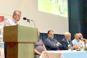 στη Νεάπολη κατά την παρουσίαση του βιβλίου του γνωστού δημοσιογράφου Βασίλη Σκουντή «Είμαστε πια πρωταθλητές» με θέμα το μπασκετικό έπος του 1987.