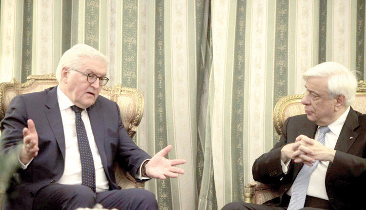 O προέδρος της Γερμανίας,Φρανκ Βάλτερ Στάινμαγερ με τον Προκόπη Παυλόπουλο