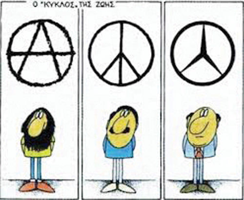 κάνει πάλι τον γύρο του διαδικτύου ένα παλαιό σκίτσο του ΚΥΡ που δείχνει με τρεις εικόνες την ιστορία μιας ολόκληρης γενιάς