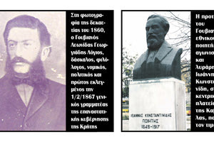 δύο ανδριάντες στους Γουβιανούς εθνικούς αγωνιστές, Λεωνίδα Γεωργιάδη Λόγιο και στον Ιωάννη Κωνσταντινίδη