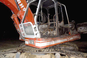 Ο εμπρησμός σε  έξι χωματουργικά μηχανήματα που κάηκαν ολοσχερώς στην Ιεράπετρα 