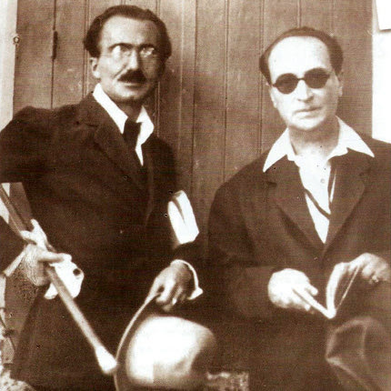 Ο Νίκος Καζαντζάκης με τον φίλο του Άγγελο Σικελιανό