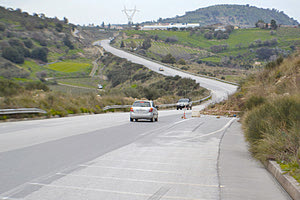 Ο κεντρικός δρόμος Ηράκλειο - Μεσαρά στο ύψος της Αυγενικής