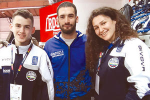 Ο Τζέτα με την Μάρα έχοντας στη μέση τον προπονητή τους κ. Καλαϊτζάκη