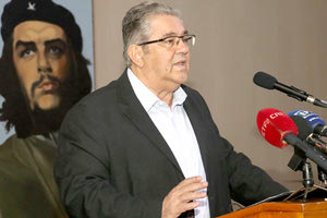 Σε ομιλία του Κομμουνιστικού Κόμματος Ελλάδας ο Γενικός Γραμματέας του Κόμματος Δημήτρης Κουτσούμπας.