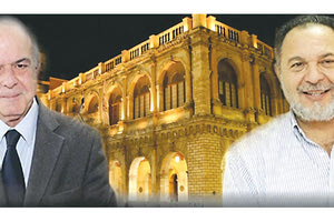 οι υποψήφιοι δήμαρχοι Ηρακλείου, Βασίλης Λαμπρινός και Γιάννης Κουράκης