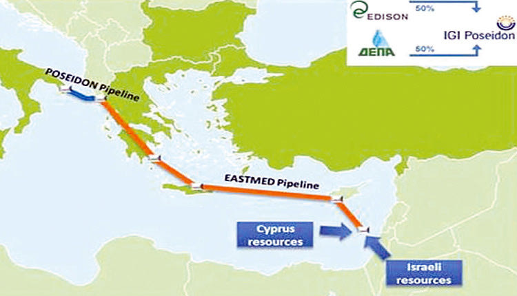 τα υπεράκτια και χερσαία τμήματα του αγωγού East Med