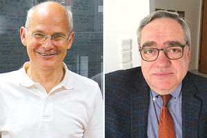 Ο καθηγητής Ludwik Leibler και ο διευθυντής του ΙΗΔΛ, κ. Σπύρος Αναστασιάδης