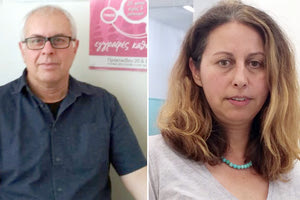 Ο ιδιοκτήτης του φροντιστηρίου «Πυρήνας», κ. Σταύρος Μπαδιεριτάκης και η κ. Βάνα Κατσούλη, μαθηματικός Ε.Ο. «Ορίζοντες»