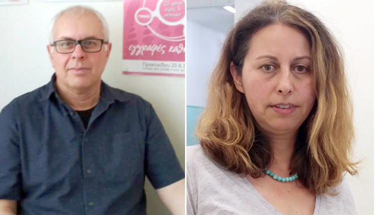 Ο ιδιοκτήτης του φροντιστηρίου «Πυρήνας», κ. Σταύρος Μπαδιεριτάκης και η κ. Βάνα Κατσούλη, μαθηματικός Ε.Ο. «Ορίζοντες»