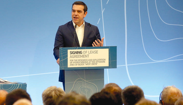 ο πρωθυπουργός Αλέξης Τσίπρας, στο πλαίσιο του χθεσινού χαιρετισμού του κατά τη διάρκεια υπογραφής σύμβασης για την έναρξη ερευνών κοιτασμάτων υδρογονανθράκων.