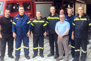 Ο υποψήφιος βουλευτής της Νέας Δημοκρατίας Γρηγόρης Πασπάτης στην Πυροσβεστική Υπηρεσίας Ηρακλείου