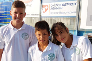 Oι τρεις κολυμβητές του ΕΓΟΗ, Τσαγκαράκη Κατερίνα, Τσαγκαράκης Γιώργος και Δημόπουλος Αντώνη