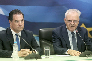 Γεωργιάδης-Δραγασάκης , κατά τη διάρκεια τελετής παραλαβής του Υπουργείου Ανάπτυξης και Επενδύσεων,