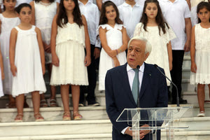 ο Πρόεδρος της Δημοκρατίας, Προκόπης Παυλόπουλος, στη δήλωσή του, κατά τη δεξίωση στο Προεδρικό Μέγαρο, με την ευκαιρία της 45ης Επετείου Αποκατάστασης της Δημοκρατίας