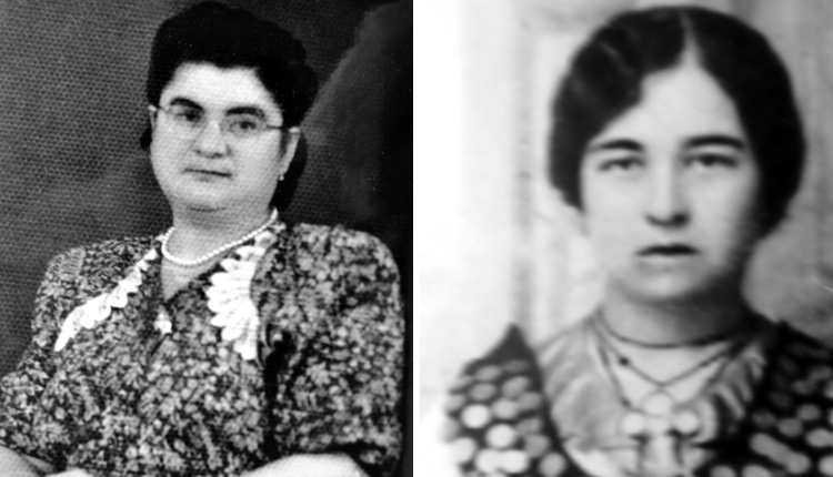 Αριστερά η δασκάλα Ζωή Αγιομυργιαννάκη – Μπαντουβά και δεξιά η Ειρήνη Μπαντουβά (το γένος Λεστάκη), γυναίκα του αρχηγού Καπετάν Μανόλη Μπαντουβά.