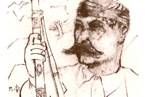 Καπετάν Μανώλης Μπαντουβάς. Σχέδιο του Πάτρικ Λη Φέρμορ