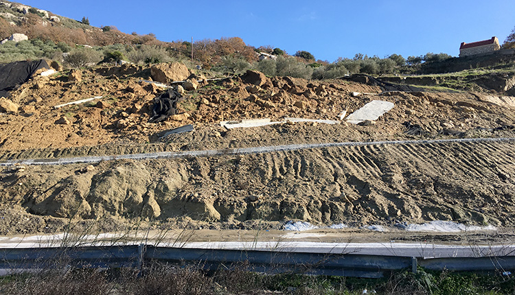 κατολισθήσεις στα πρανή του δρόμου της Μεσαράς