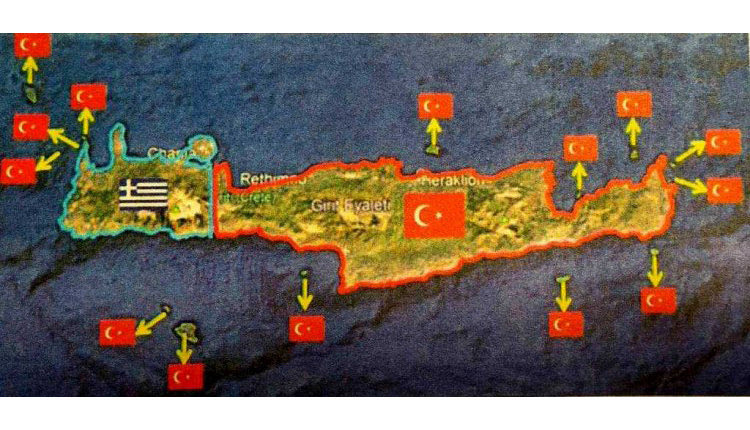 δήθεν τουρκικά νησιά που κατέχει η Ελλάδα, αλλά και κομμάτια της Κρήτης.