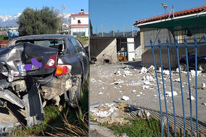 Ι.Χ. έπεσε πάνω στην περίφραξη πλυντηρίου αυτοκινήτων στις Μοίρες