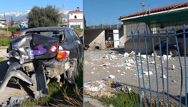 Ι.Χ. έπεσε πάνω στην περίφραξη πλυντηρίου αυτοκινήτων στις Μοίρες