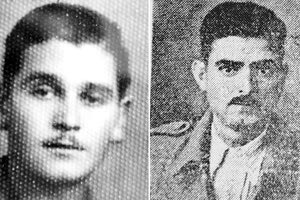 Ο Βουραδάκης Αναστάσιος τ. Εμμανουήλ, από το χωριό Αλικιανός Χανίων. και δεξια ο Χανιωτάκης Γεώργιος τ. Ιωάννου, επίσης από το χωριό Αλικιανός Χανίων.