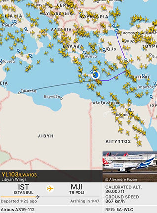 πτήσεις που φεύγουν από την Κωνσταντινούπολη στη Λιβύη