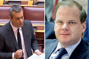 O βουλευτής Ηρακλείου του ΣΥΡΙΖΑ Χάρης Μαμουλάκης και ο κ. Καραμανλής