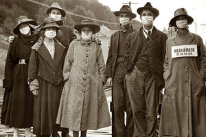 Η φωτογραφία της ημέρας: 1920. Στην πανδημία της Ισπανικής γρίπης οι άνθρωποι φορούσαν μάσκες