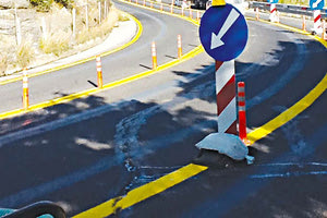 κλισιόμετρο για την “κακιά στροφή” στον κόμβο Αχλάδας