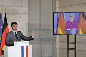 η Καγκελάριος Άνγκελα Μέρκελ και ο Πρόεδρος της Γαλλίας Εμανουέλ Μακρόν