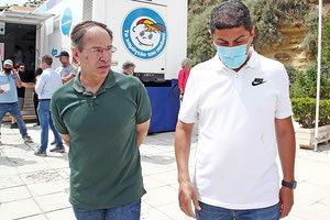 Ο γενικός γραμματέας Αθλητισμού Γιώργος Μαυρωτάς και ο Λευτέρης Αυγενάκης