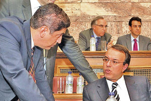 Ο υφυπουργός Αθλητισμού Λευτέρης Αυγενάκης και ο υπουργός Οικονομικών, Χρήστος Σταϊκούρας