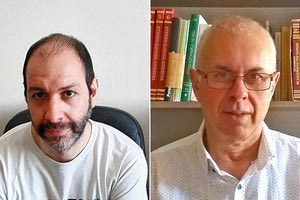 Ο κ. Κώστας Ασφενταγάκης, από το φροντιστήριο Ορίζοντες και ο κ. Σταύρος Μπαδιεριτάκης, από το φροντιστήριο Πυρήνας