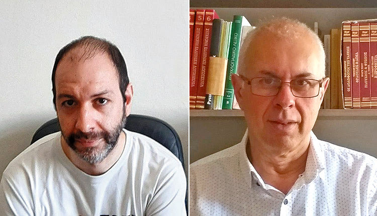 Ο κ. Κώστας Ασφενταγάκης, από το φροντιστήριο Ορίζοντες και ο κ. Σταύρος Μπαδιεριτάκης, από το φροντιστήριο Πυρήνας