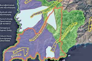 Ο χάρτης αποτυπώνει τις αιτήσεις που έχουν καταθέσει επενδυτές για τη δημιουργία ΑΠΕ στην ευρύτερη περιοχή της Μονής Οδηγητρίας βάσει των στοιχείων της Ρυθμιστικής Αρχής Ενέργειας.