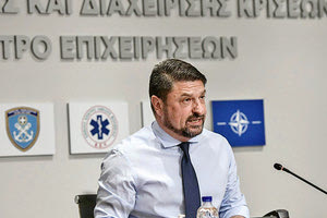 ο υφυπουργός Πολιτικής Προστασίας, κ. Νίκος Χαρδαλιάς, στη χθεσινή, πρώτη μετά από καιρό, ενημέρωση για τον κοροναϊό