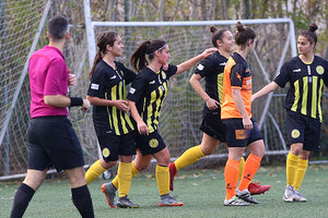 Οι παίκτριες του Εργοτέλη πανηγυρίζουν ένα απο τα γκολ που σημείωσαν